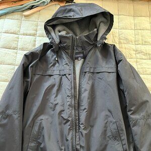 Land's End Squall Hooded Fleece Jacket Black - Men's Medium